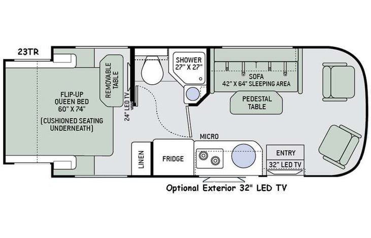 Representative floor plan provided by a trusted RVshare partner.
