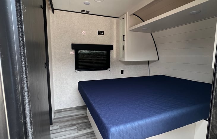 Queen bed in private bedroom with dedicated entrance