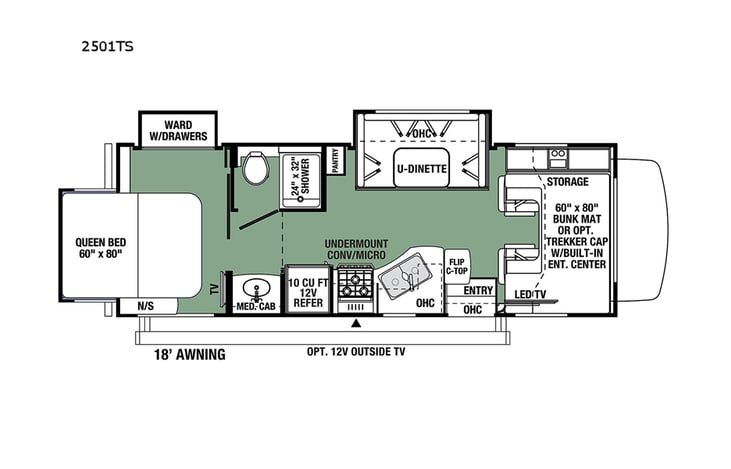 Representative floor plan provided by a trusted RVshare partner.