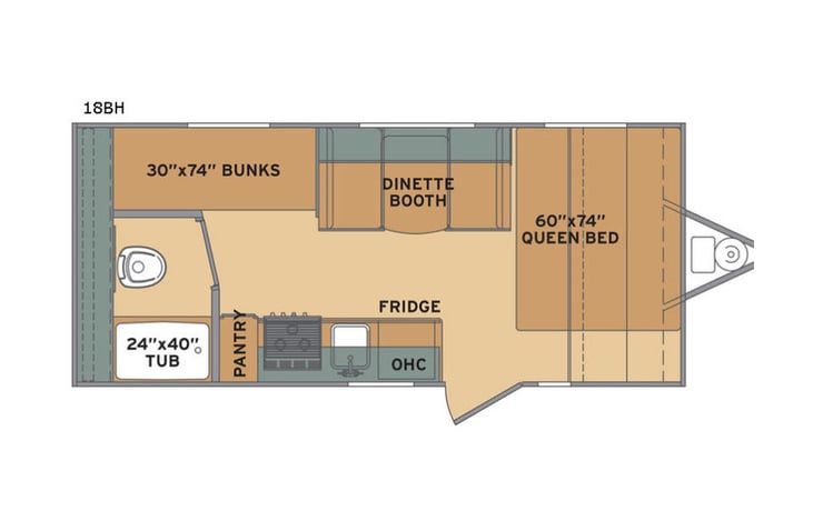 Representative floor plan provided by a trusted RVshare partner.