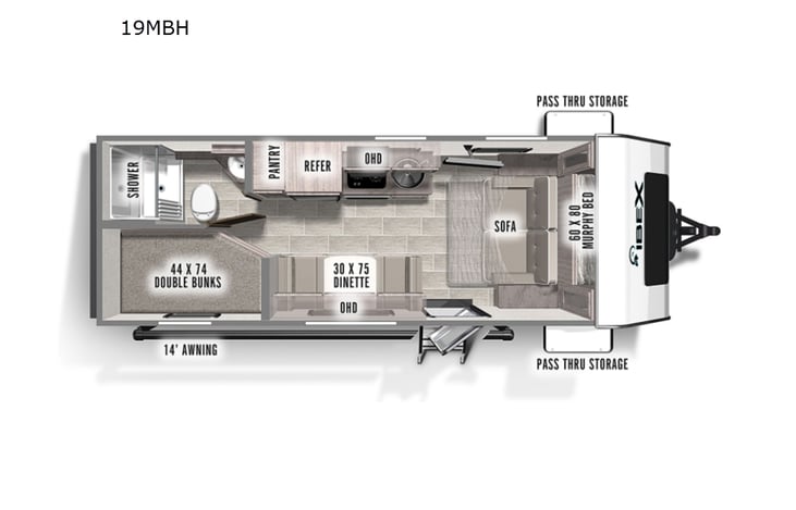 Representative floor plan provided by a trusted RVshare partner.