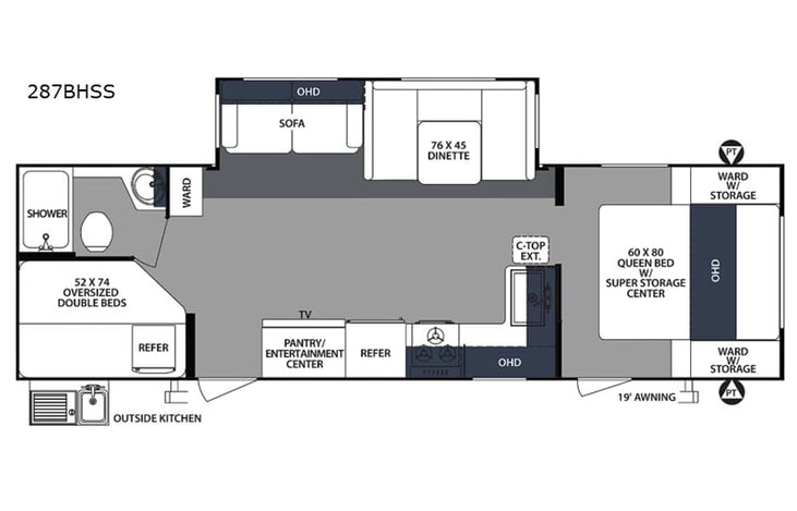 Representative floor plan provided by a trusted RVshare partner.