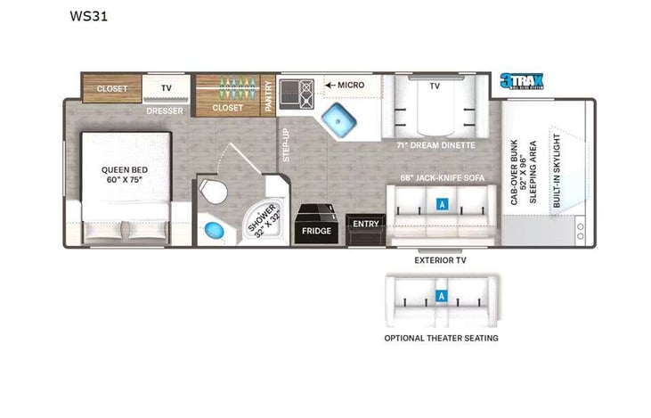 Representative floor plan provided by a trusted RVshare partner.