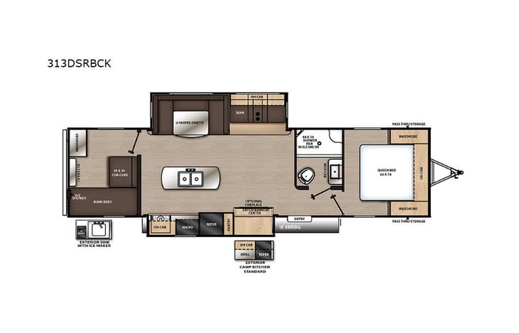 Representative floor plan provided by a trusted RVshare partner.