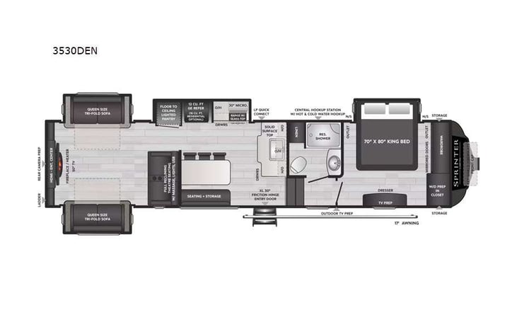 Representative floor plan provided by a trusted RVshare partner.