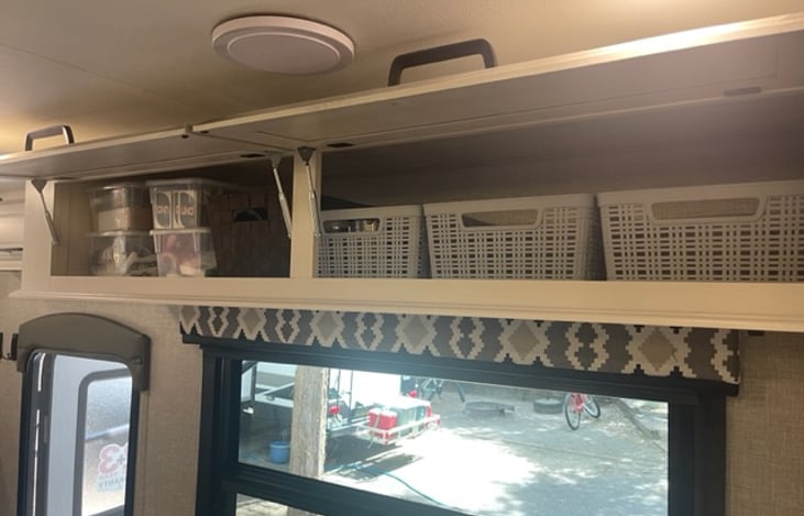 Plenty of room for storage above LR couch.