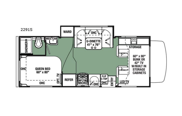 Representative floor plan provided by a trusted RVshare partner.
