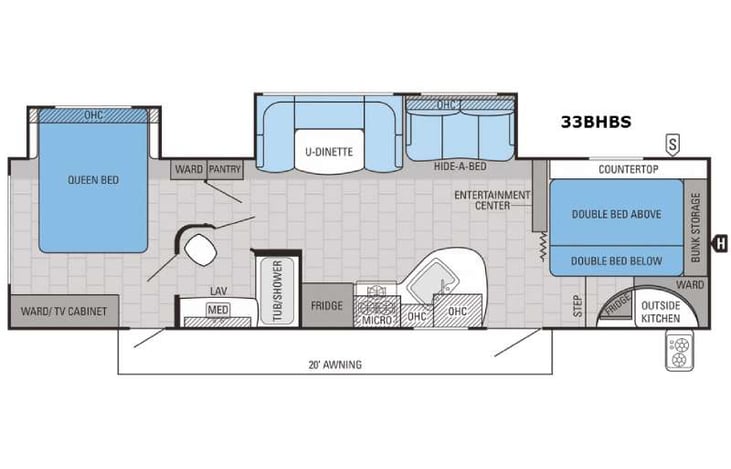 Representative floor plan provided by a trusted RVshare partner.