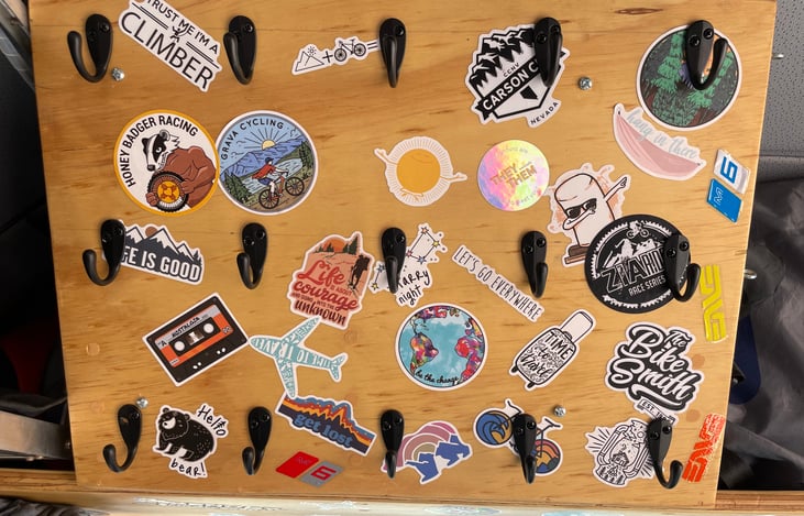 Hang lots of gear. Headlights, bags, clothes to dry.