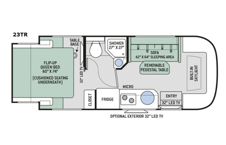 Representative floor plan provided by a trusted RVshare partner.