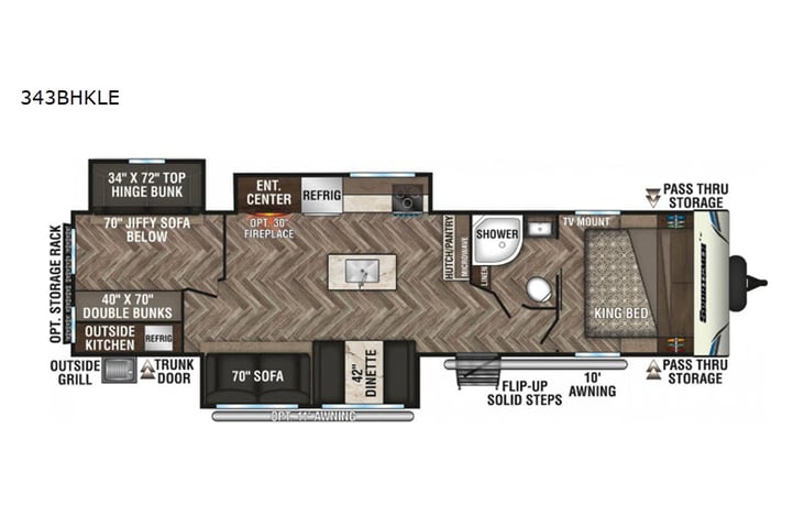 Representative floor plan provided by a trusted RVshare partner.