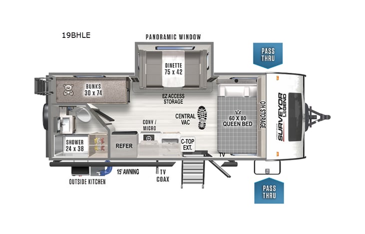 Representative floor plan provided by a trusted RVshare partner.