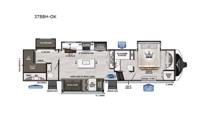 Representative floor plan provided by a trusted RVshare partner.