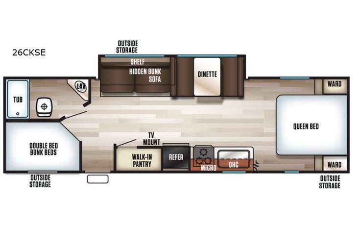 Representative floor plan provided by a trusted RVshare partner.