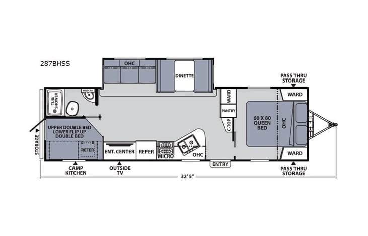 Representative floor plan provided by a trusted RVshare partner.
