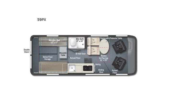 Representative floor plan provided by a trusted RVshare partner.