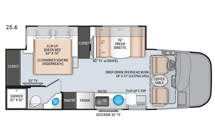 Representative floor plan provided by a trusted RVshare partner.