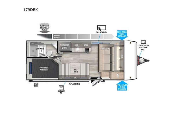 Representative floor plan provided by a trusted RVshare partner.