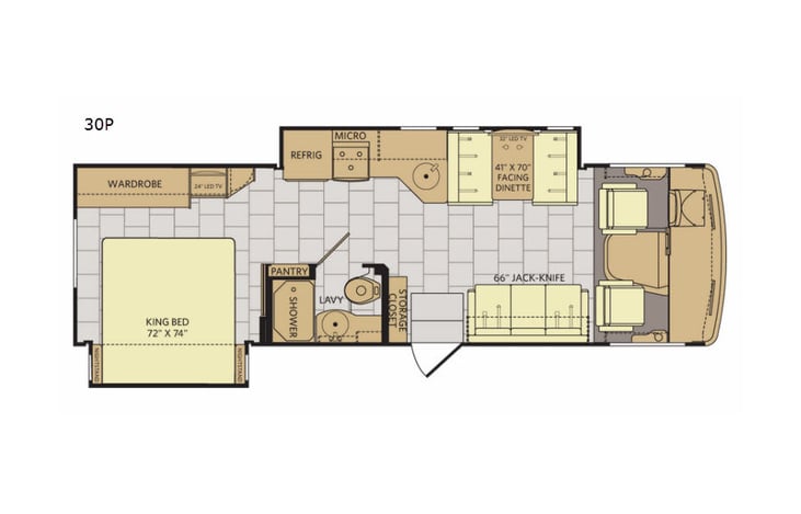Representative floor plan provided by a trusted RVshare partner.