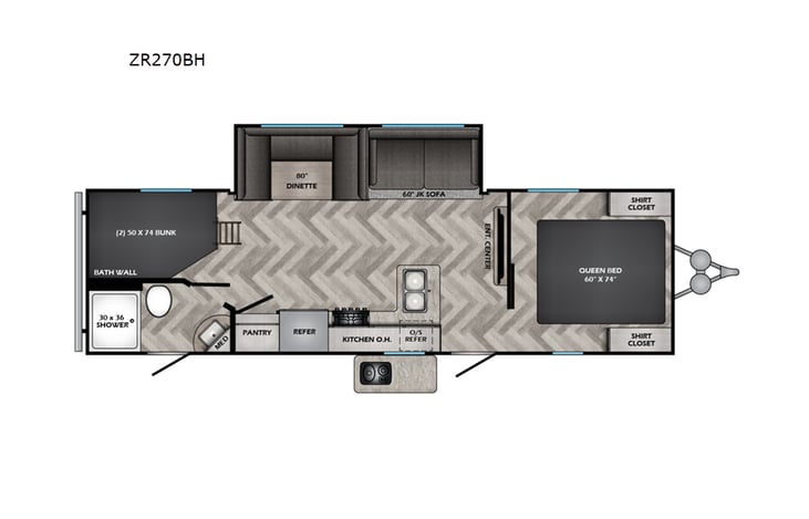 Representative floor plan provided by a trusted RVshare partner.