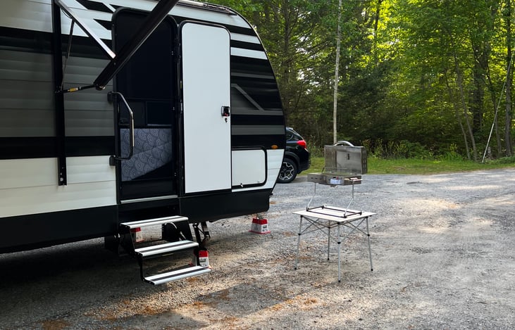 Separate master bedroom door and steps