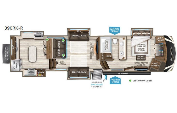 Representative floor plan provided by a trusted RVshare partner.