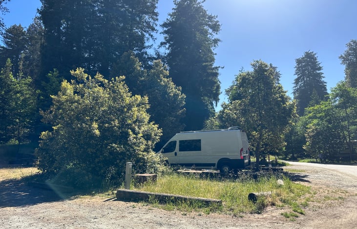 Our campsite at Mount Madonna County Park. Our whole stay here we didn't even need to plug in to shore power as the battery bank had plenty of power.
