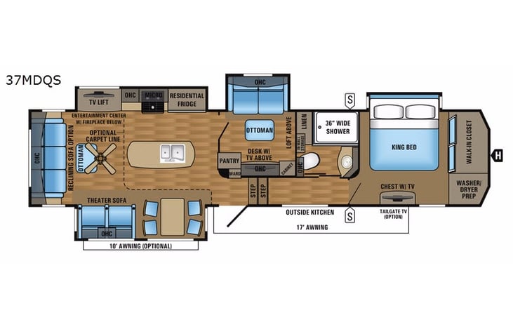 Representative floor plan provided by a trusted RVshare partner.