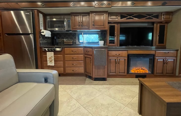 On chilly days/ nights enjoy the electric fireplace for your warmth and visual pleasure.