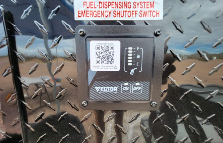 The gasoline fuel gauge shows how much gas is in the tank and turns on and off the pump handle.