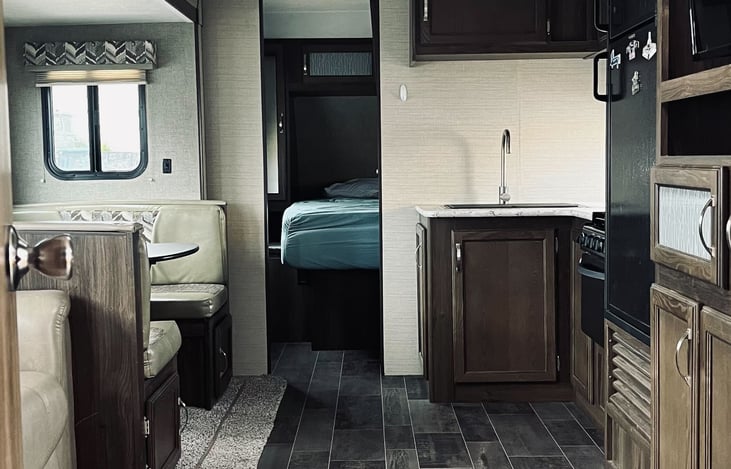 Plenty of space for sleeping and relaxing.  View from the front door.