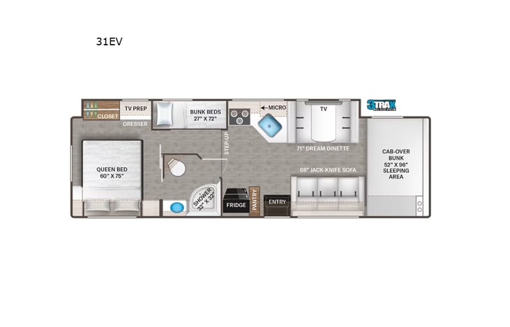 Representative floor plan provided by a trusted RVshare partner.