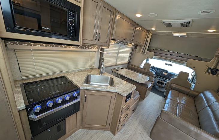 Large couch, nice dinette that both convert for extra sleeping space!