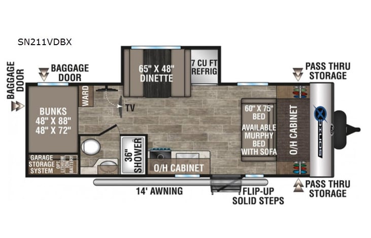 Representative floor plan provided by a trusted RVshare partner.