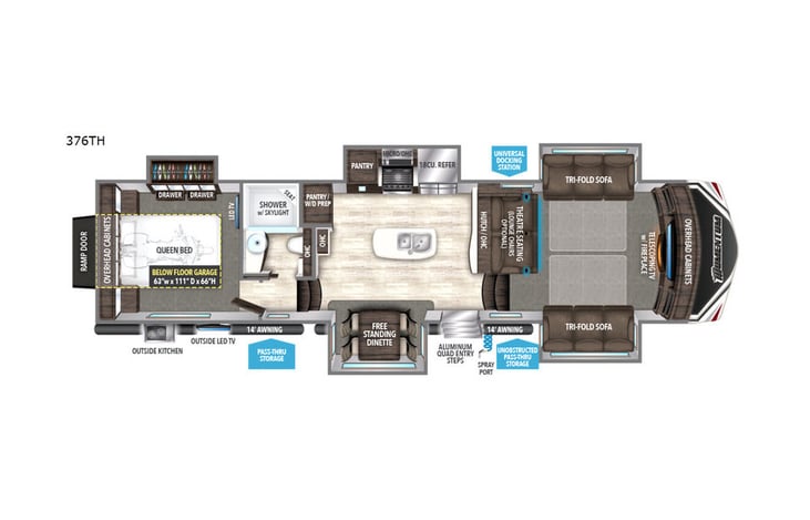 Representative floor plan provided by a trusted RVshare partner.