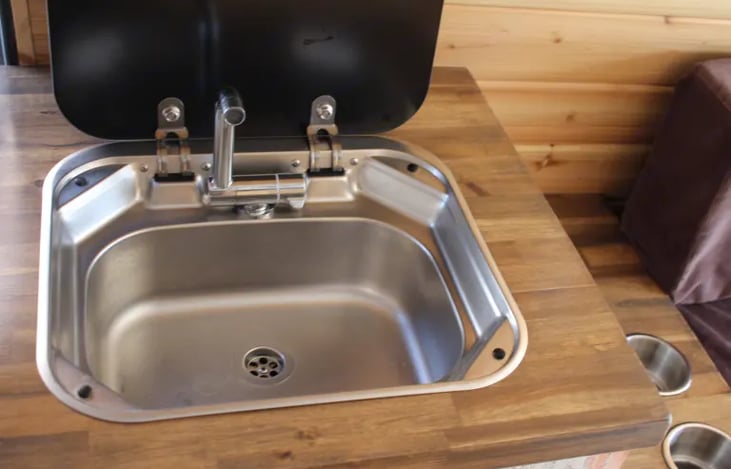 Sink, faucet is adjustable