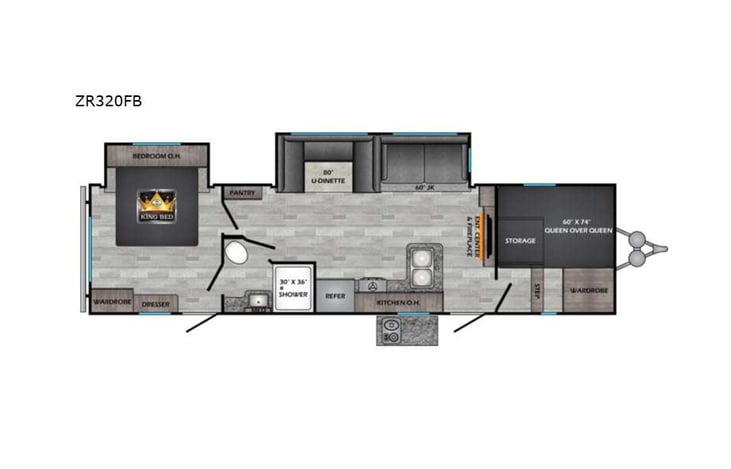 Representative floor plan provided by a trusted RVshare partner.