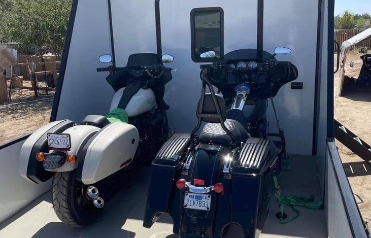 you can ride up the ramps and walk the bikes down the ramps very easy to do