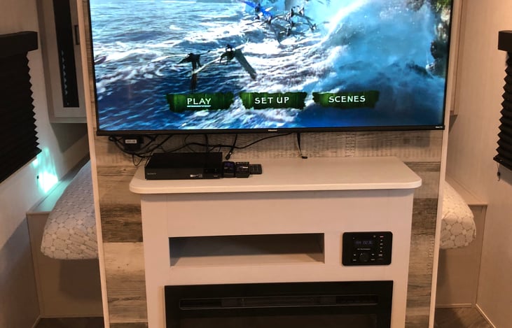 50" TV with DVD Player + Fireplace!