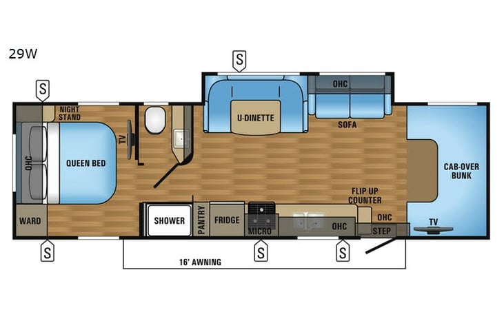 Representative floor plan provided by a trusted RVshare partner.