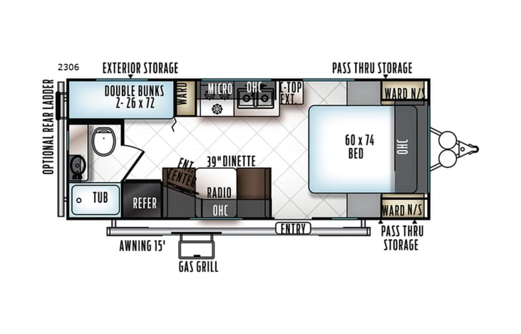 Representative floor plan provided by a trusted RVshare partner.