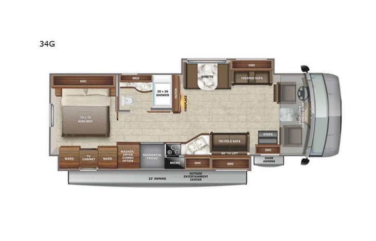 Representative floor plan provided by a trusted RVshare partner.