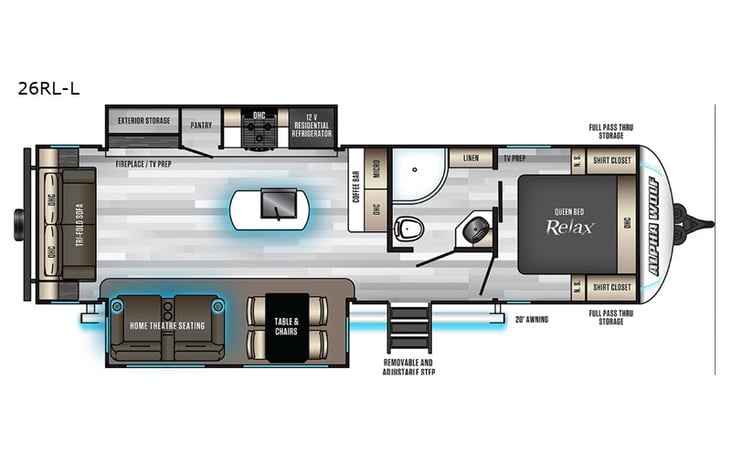 Representative floor plan provided by a trusted RVshare partner.