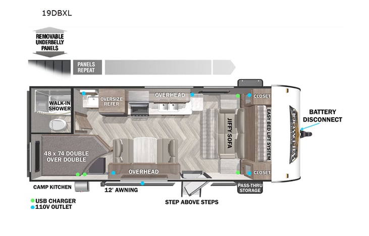 Representative floor plan provided by a trusted RVshare partner.