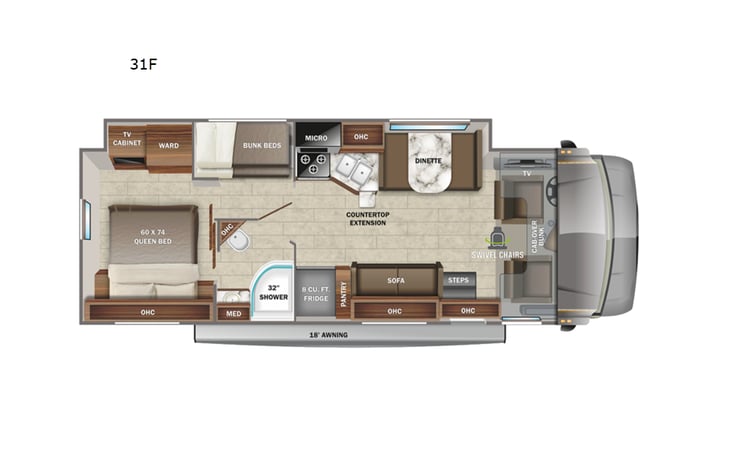 Representative floor plan provided by a trusted RVshare partner.