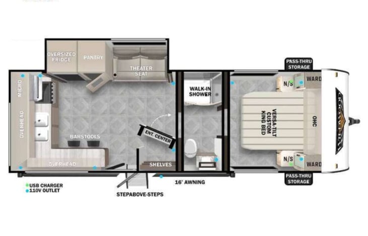 UNIQUE LAYOUT FOR A TRAVEL TRAILER LESS THAN 30FT LONG.