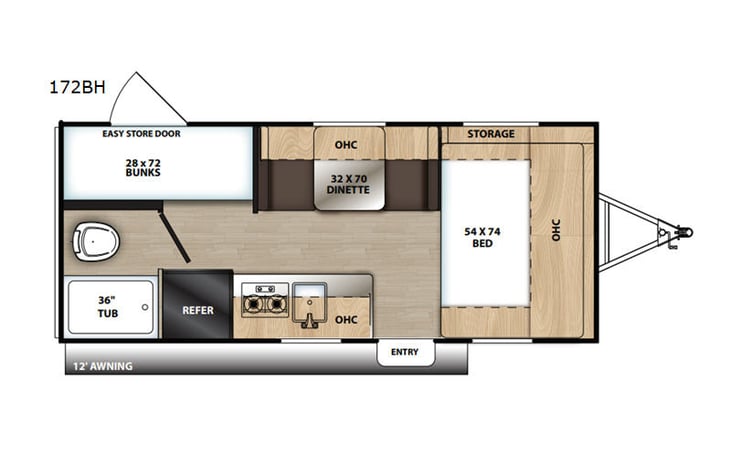 Representative floor plan provided by a trusted RVshare partner.