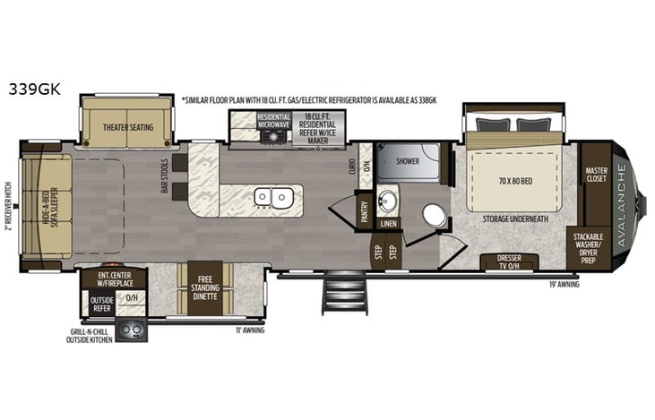 Representative floor plan provided by a trusted RVshare partner.