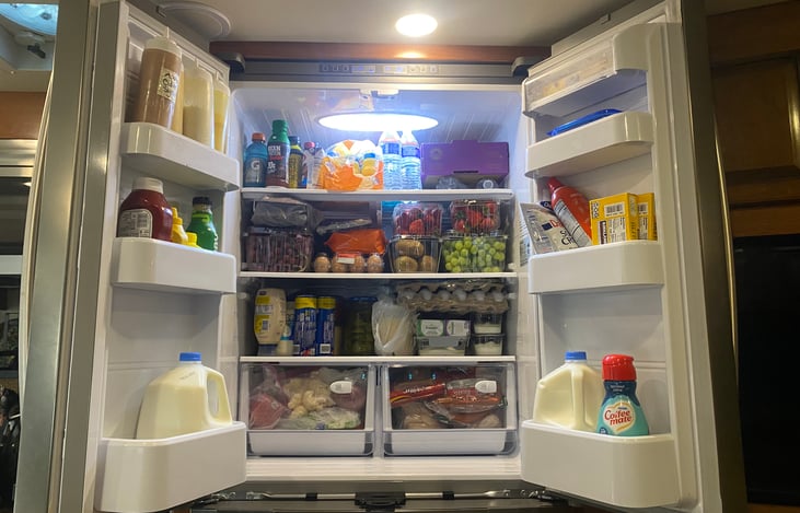 Residential Fridge holds plenty of food for a week+ worth of adventuring.
