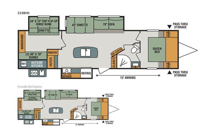 Representative floor plan provided by a trusted RVshare partner.